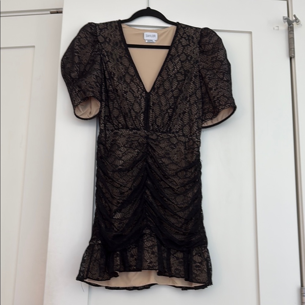 SAYLOR Black Puff Sleeve Mini Dress